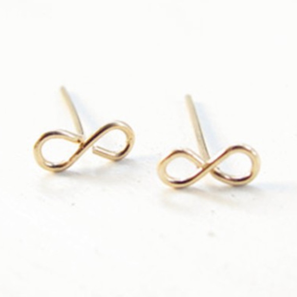Infinity Gold Dainty Stud Earrings - Picture 1 of 7
